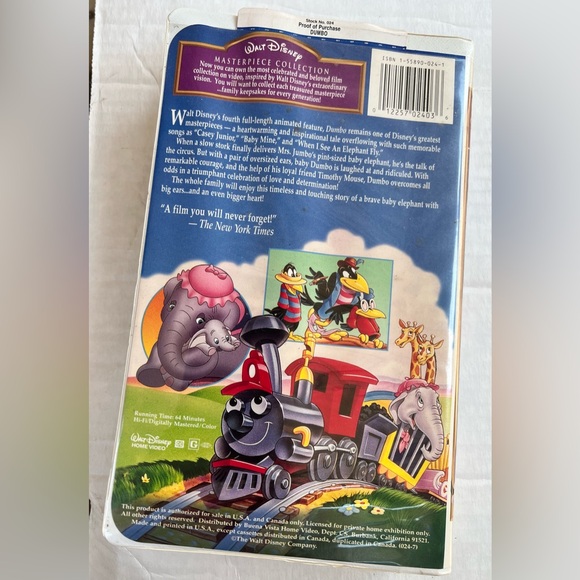 VCR tape movie DUMBO DISNEY vintage - Picture 3 of 5
